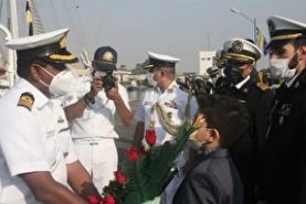  پهلوگیری کشتی آموزشی بادبانی ارتش هند در بندرعباس